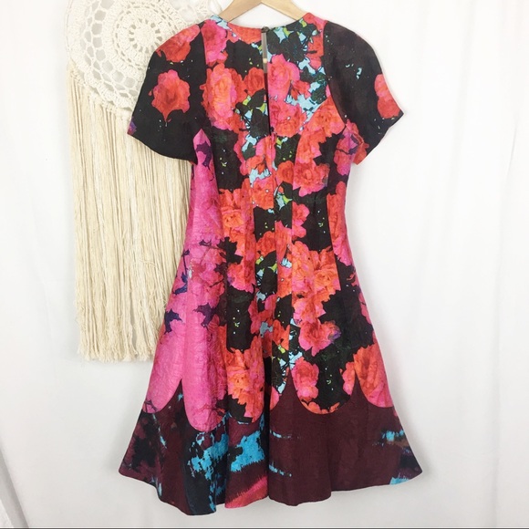TRACY REESE Silk Rose Floral Ruffle Flounce Dress - Picture 5 of 8